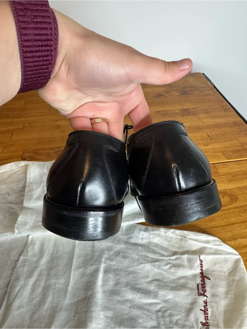 Salvatore Ferragamo Oxford Black Leather Dress Shoes Size 7